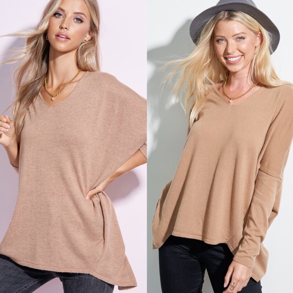 #38 Cozy V neck Oversized Slouchy Sweater Top - Picture 2 of 3